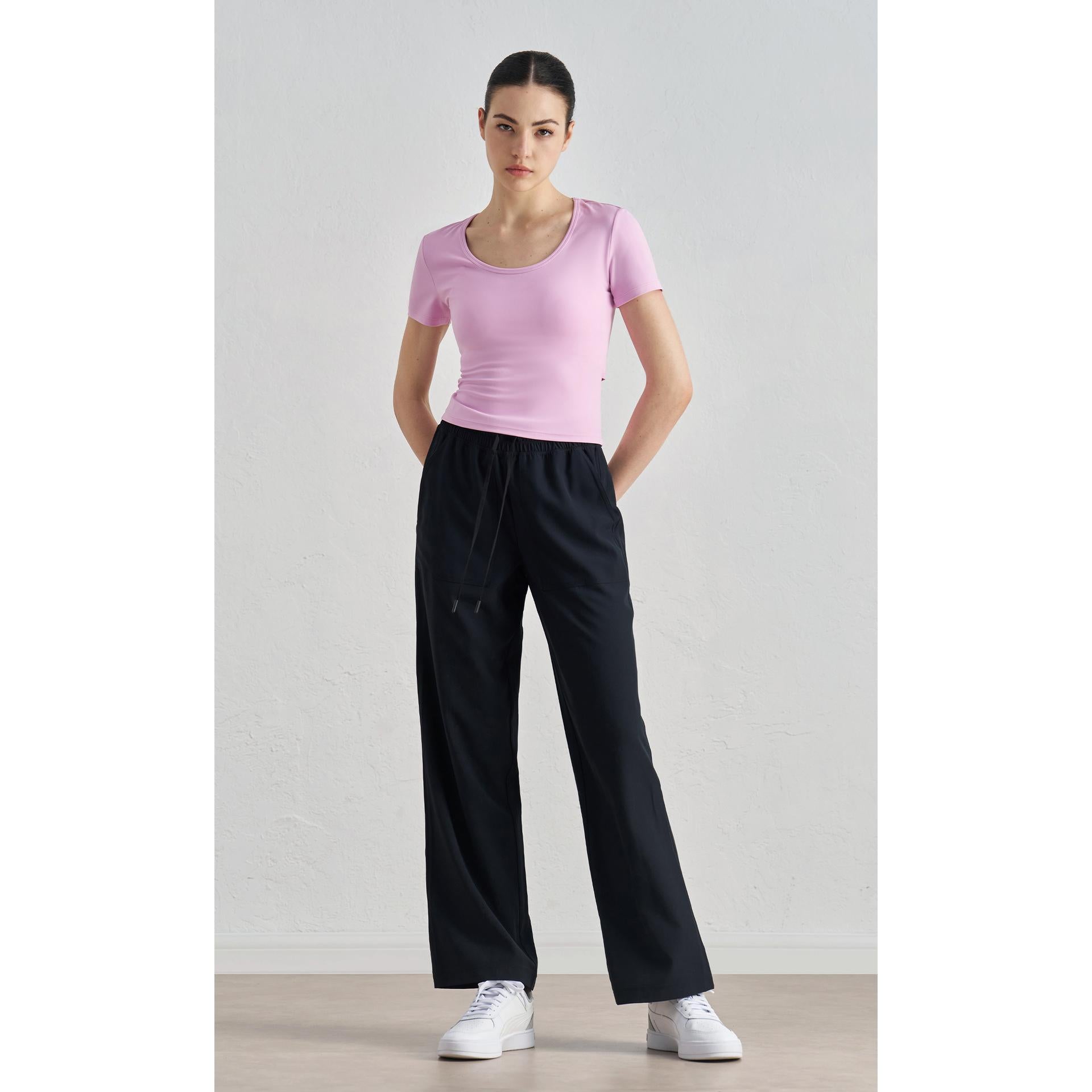 Naked yoga short-sleeved women's slim and thin sports T-shirt, high-end back waist hollow out wear front shoulder fitness top