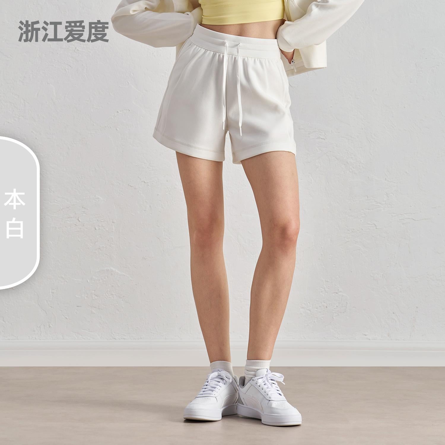 Spring and summer new air layer loose and simple yoga shorts women's drawstring thin four-quarter pants wear running sweatpants
