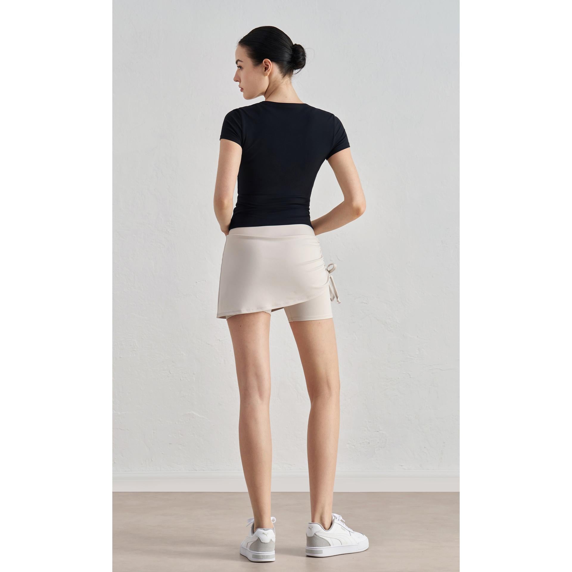 NU Youth Naked Sense Slim Skinny Yoga Short Sleeve High Sense Waist Sports T-Shirt Crew Neck Fitness Top