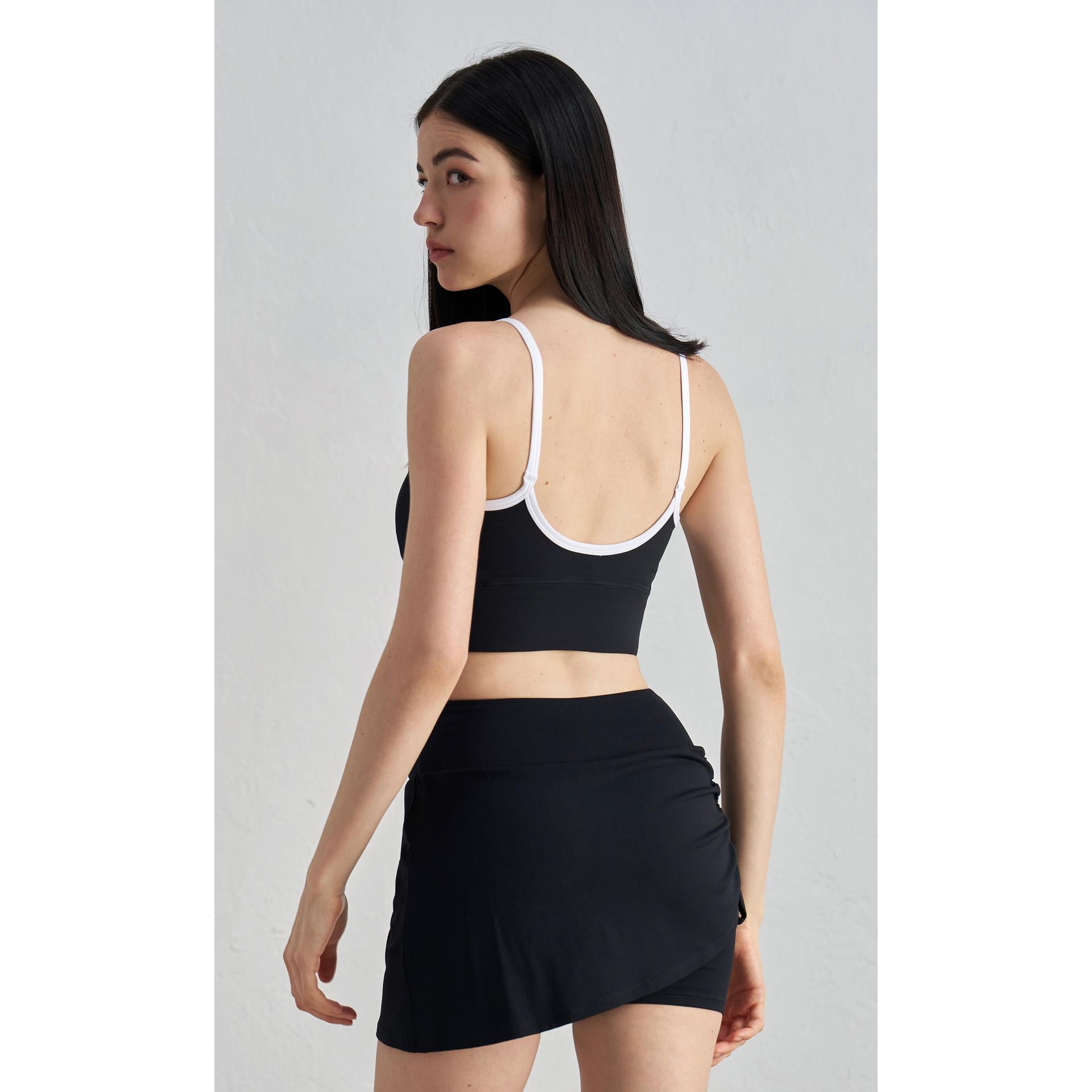 NULS youth contrasting color splicing short sports vest gathering beautiful back yoga underwear nude suspender fitness bra