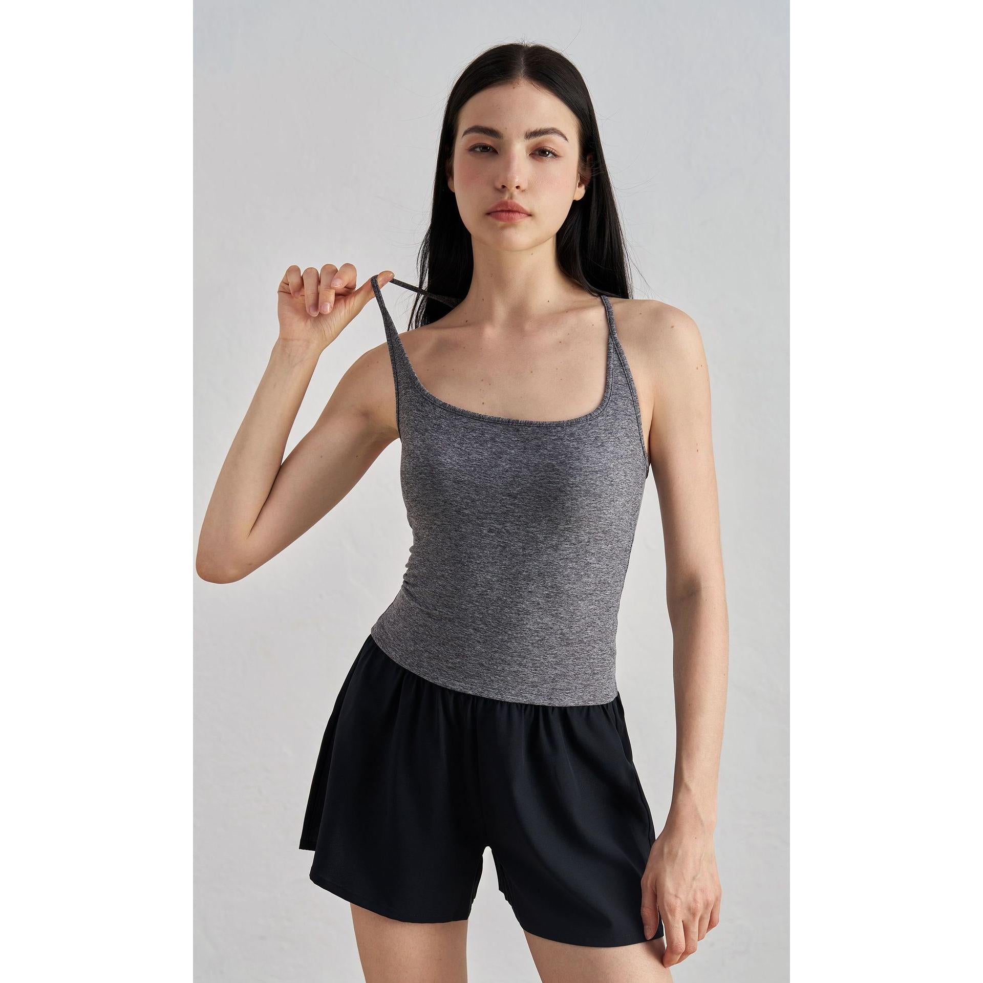 Strictly selected fixed cup I-shaped beautiful back sports vest women's suspender chest pad yoga clothes underwear Pilates fitness top