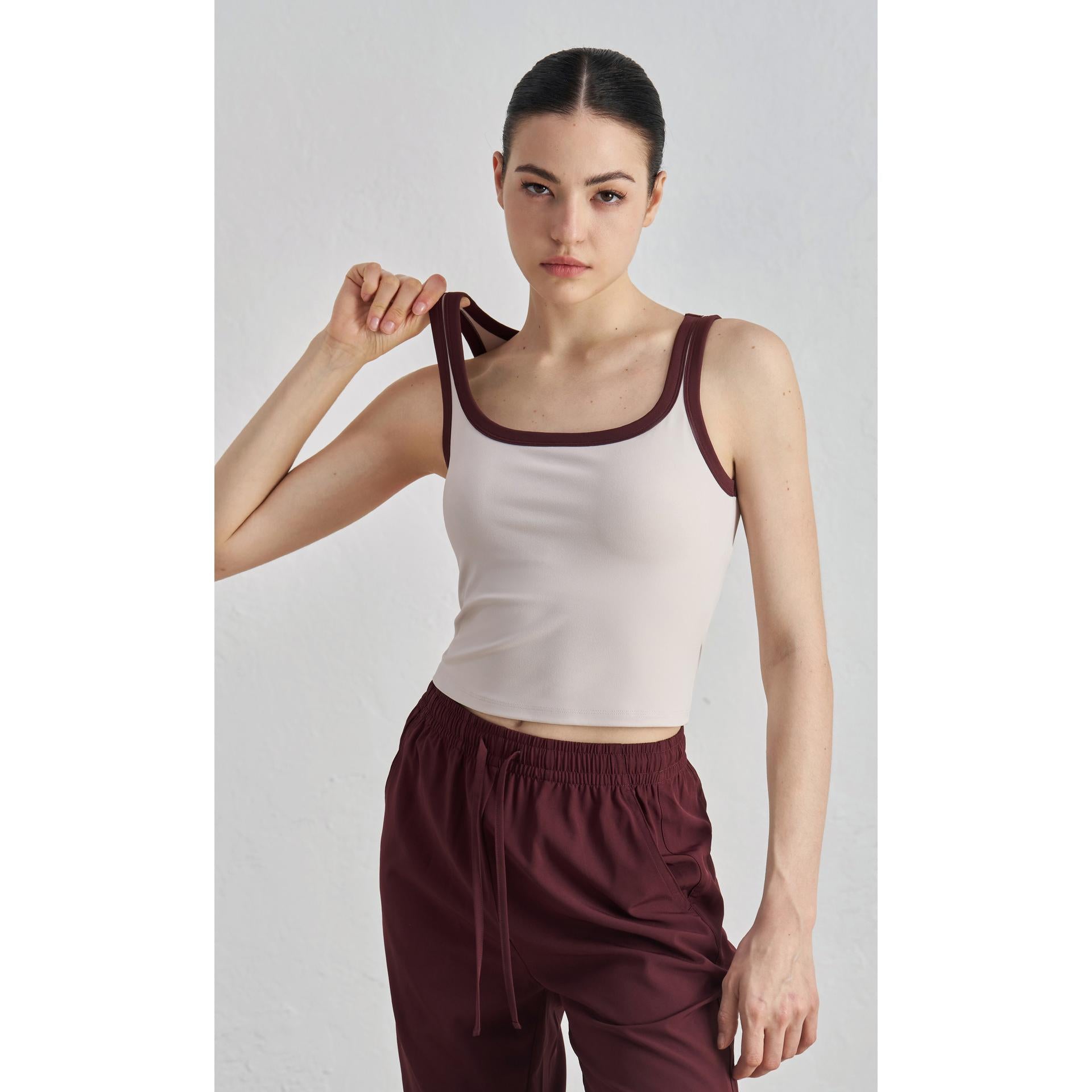 NULS youth nude color matching yoga underwear women's U-neck beautiful back outer wear sports vest summer sweet sister fitness bra