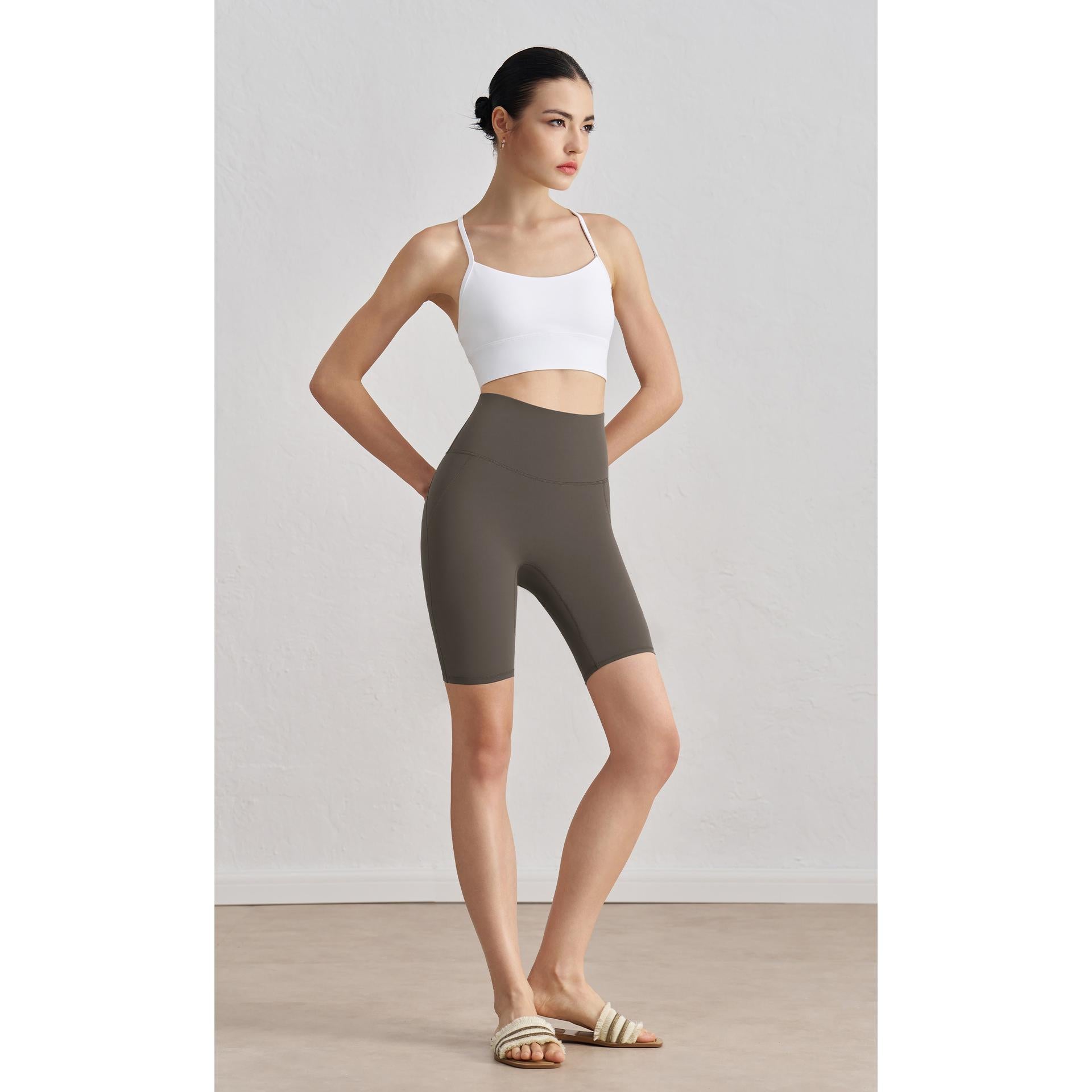 Antibacterial yoga shorts women's summer high waist hip lift sports cycling pants wear Pilates training clothes fitness three-point pants