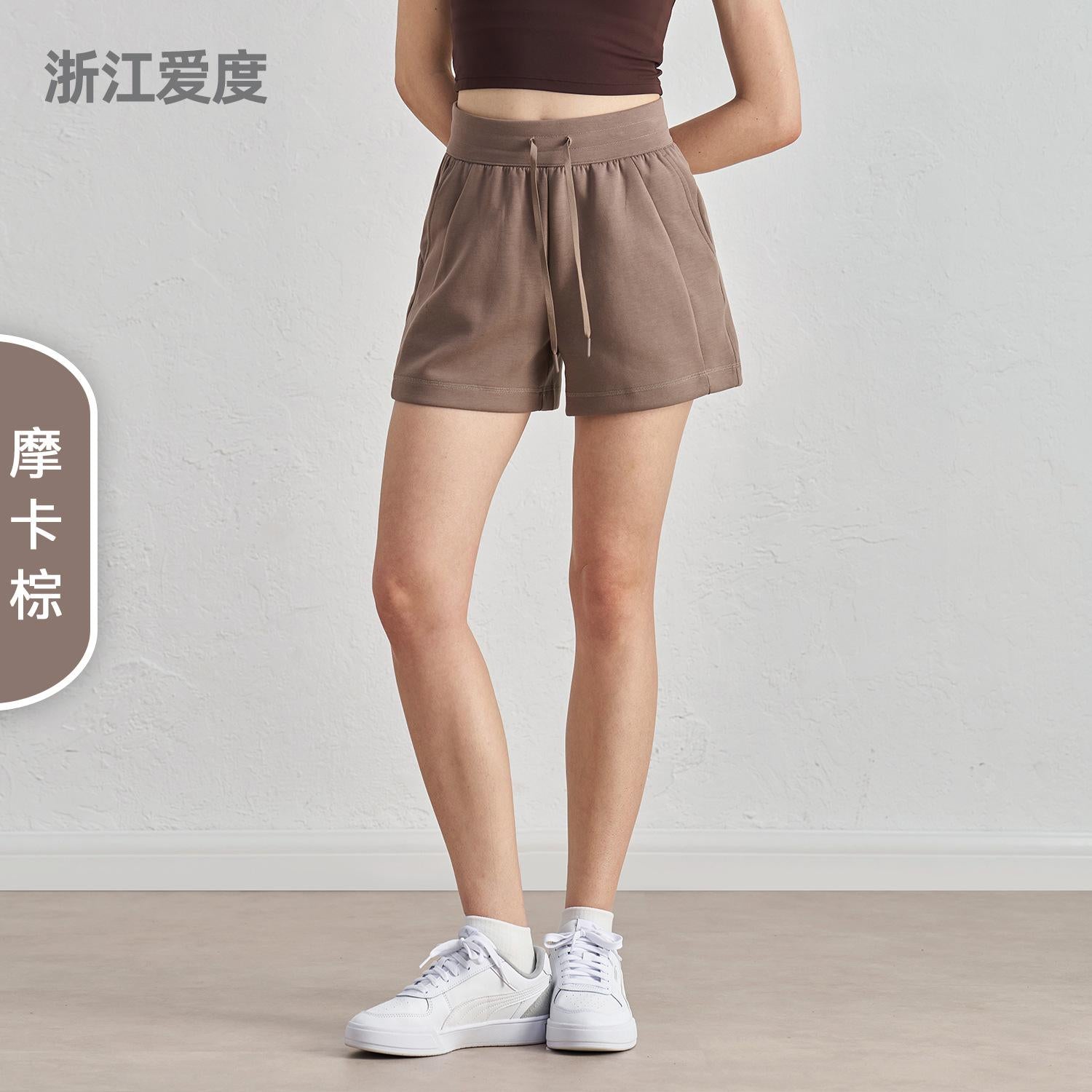 Spring and summer new air layer loose and simple yoga shorts women's drawstring thin four-quarter pants wear running sweatpants