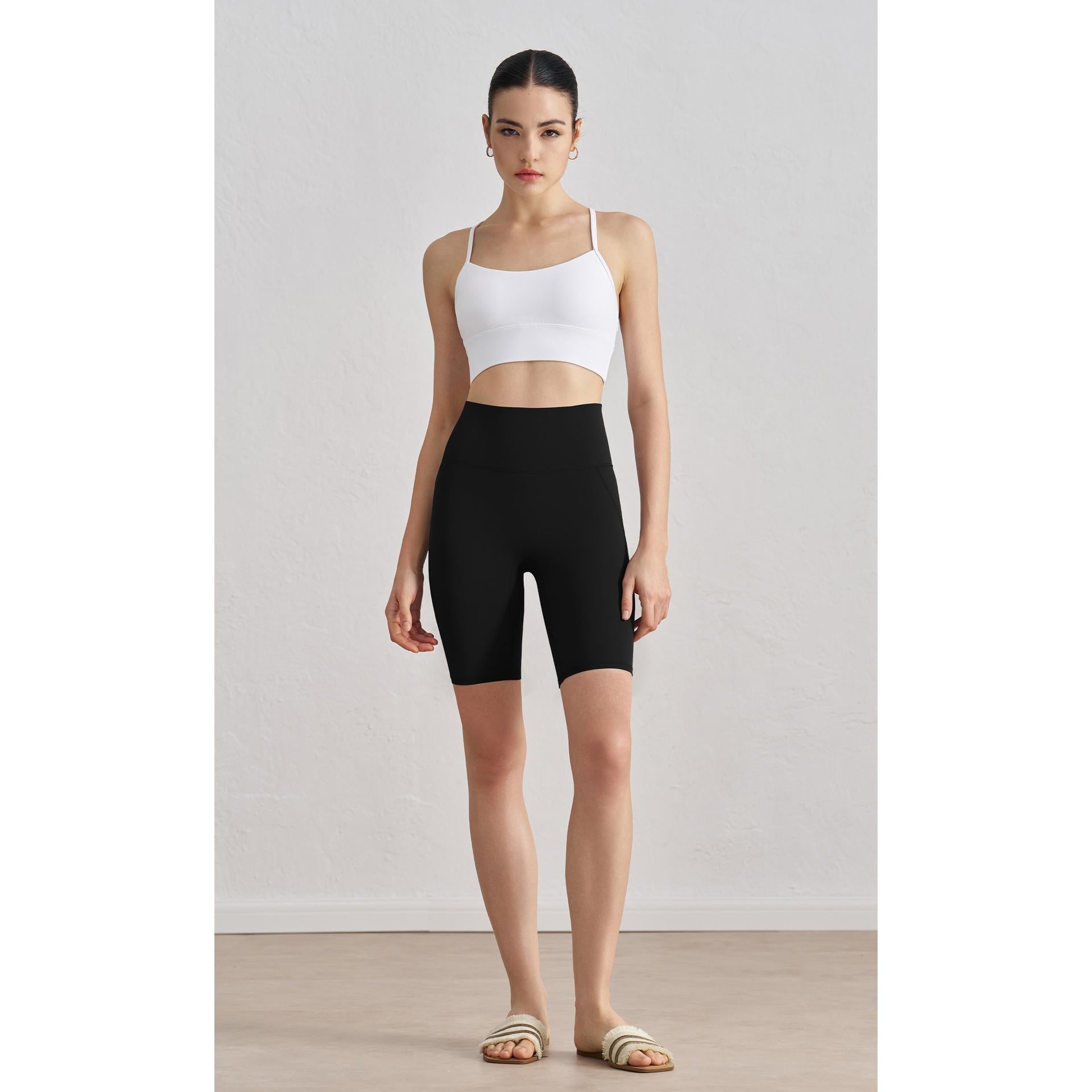 Antibacterial yoga shorts women's summer high waist hip lift sports cycling pants wear Pilates training clothes fitness three-point pants