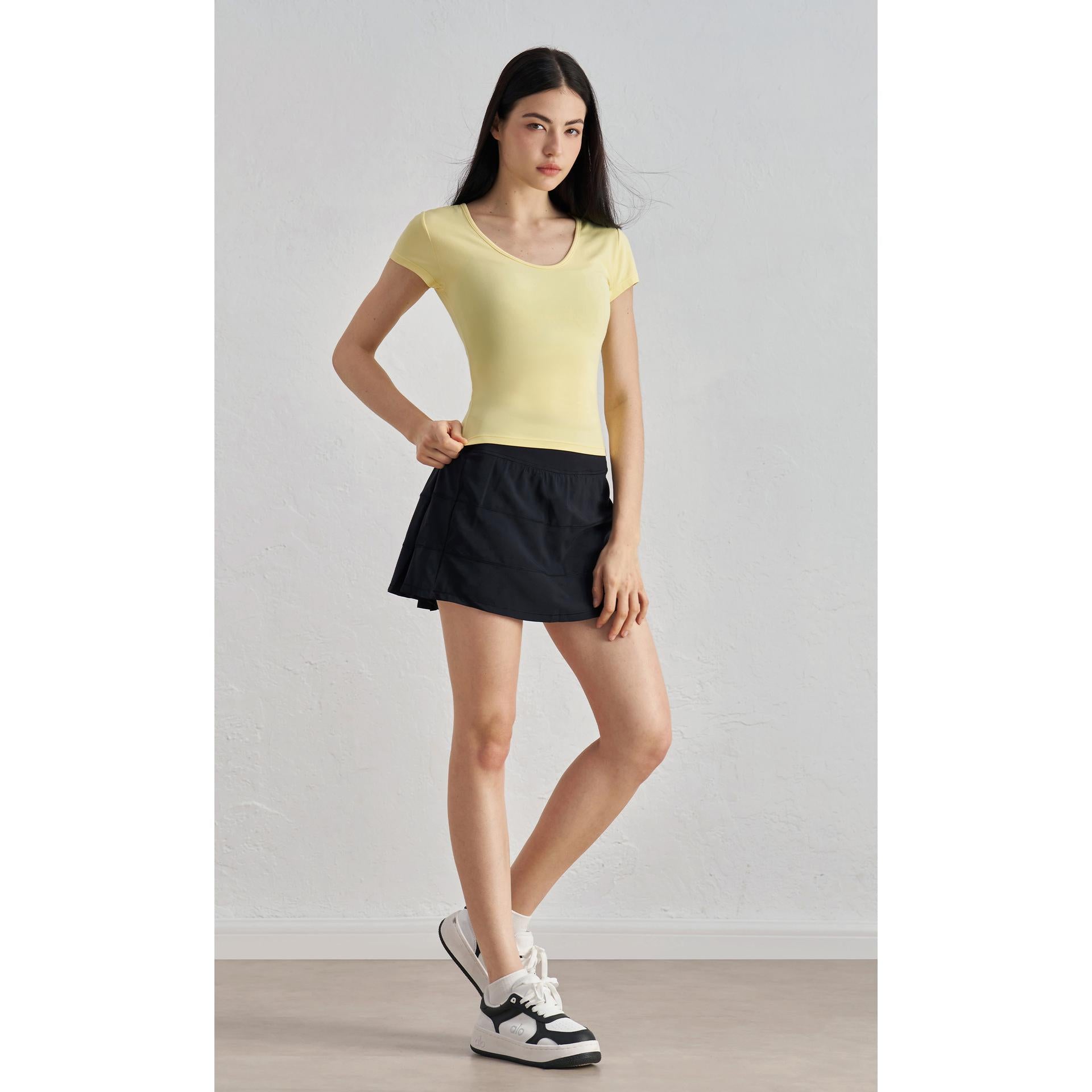 SUN simple and comfortable sports short sleeves skin-friendly nude casual yoga clothes high-end waist and thin fitness T-shirt women