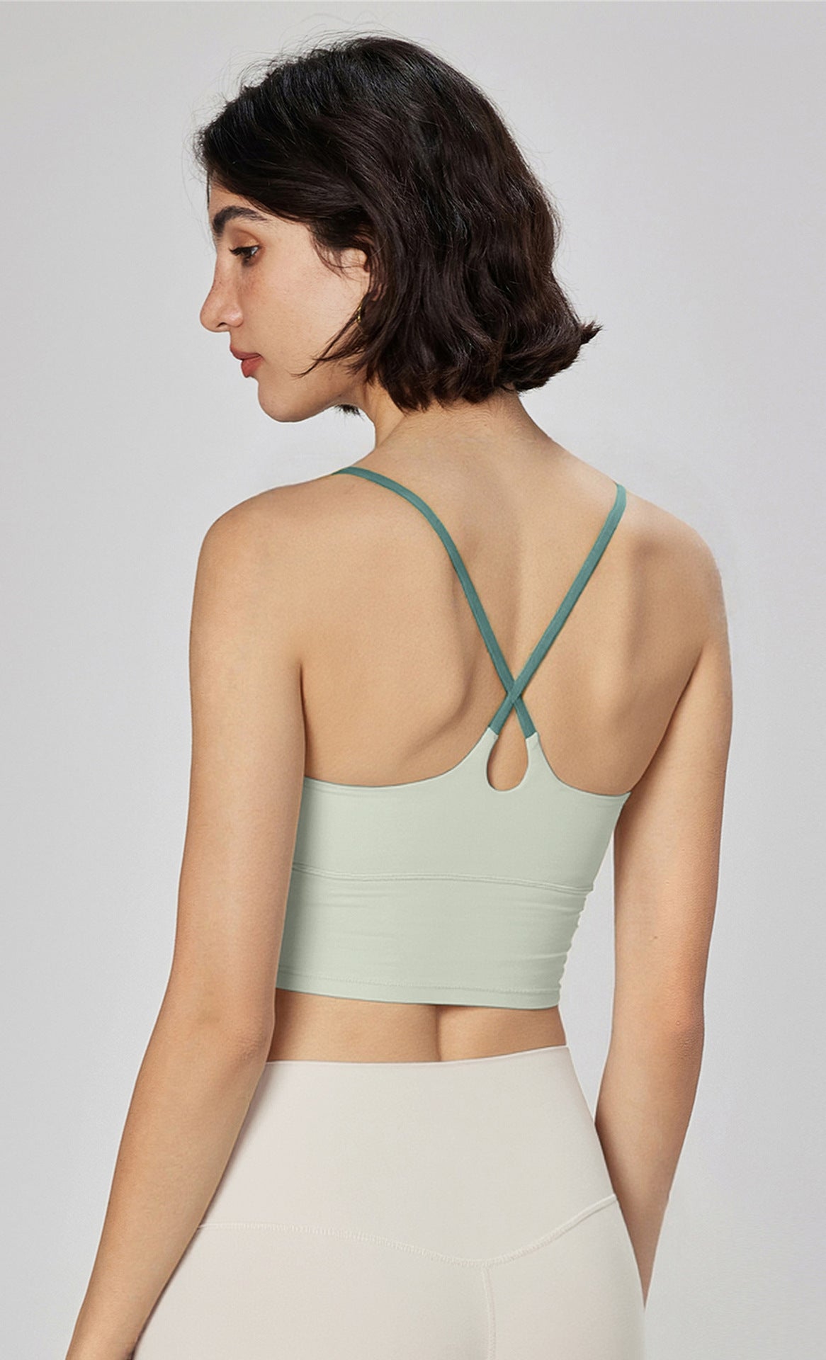 Contrasting color beauty back yoga vest versatile breathable sports underwear cross backless fitness bra slim yoga top