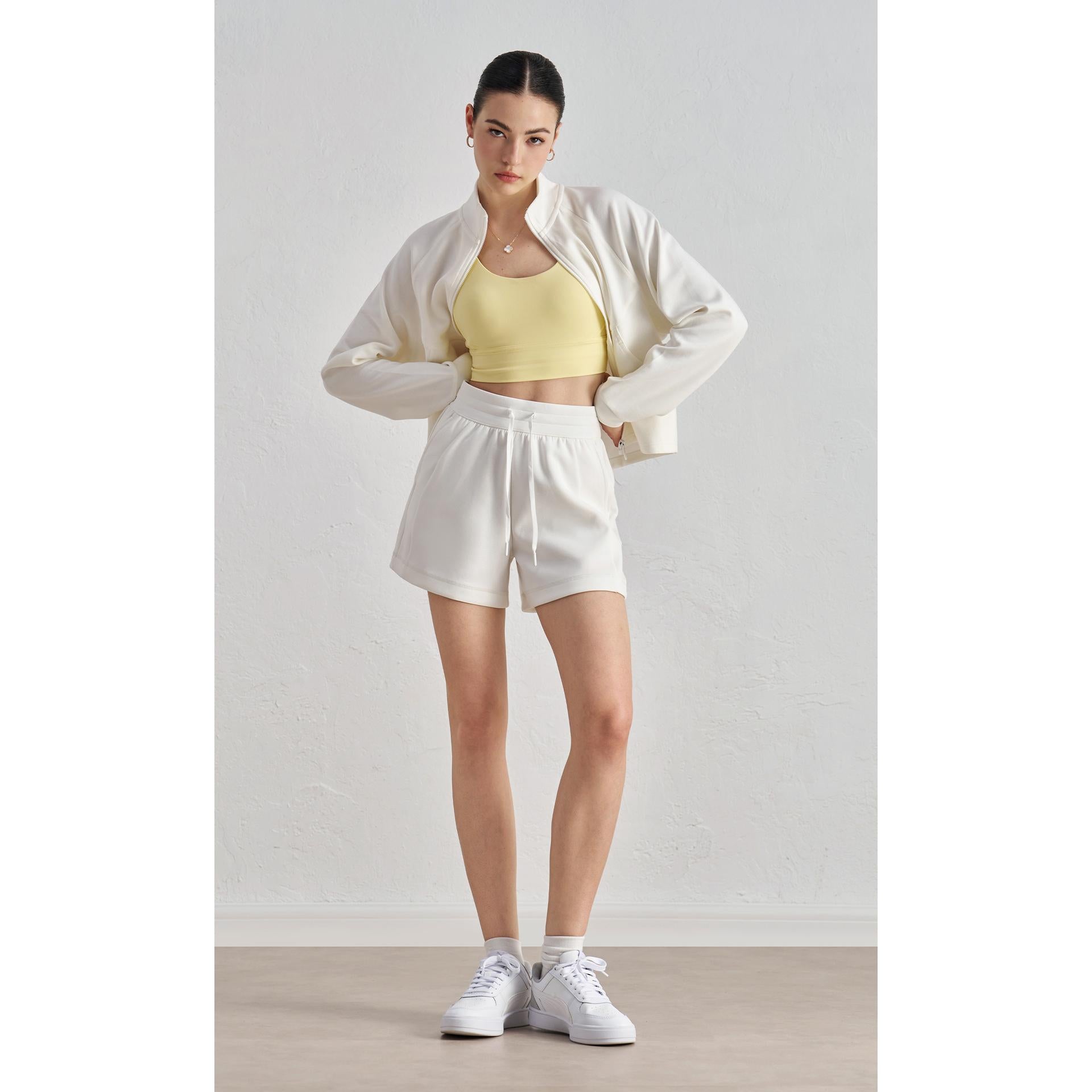 Spring and summer new air layer loose and simple yoga shorts women's drawstring thin four-quarter pants wear running sweatpants