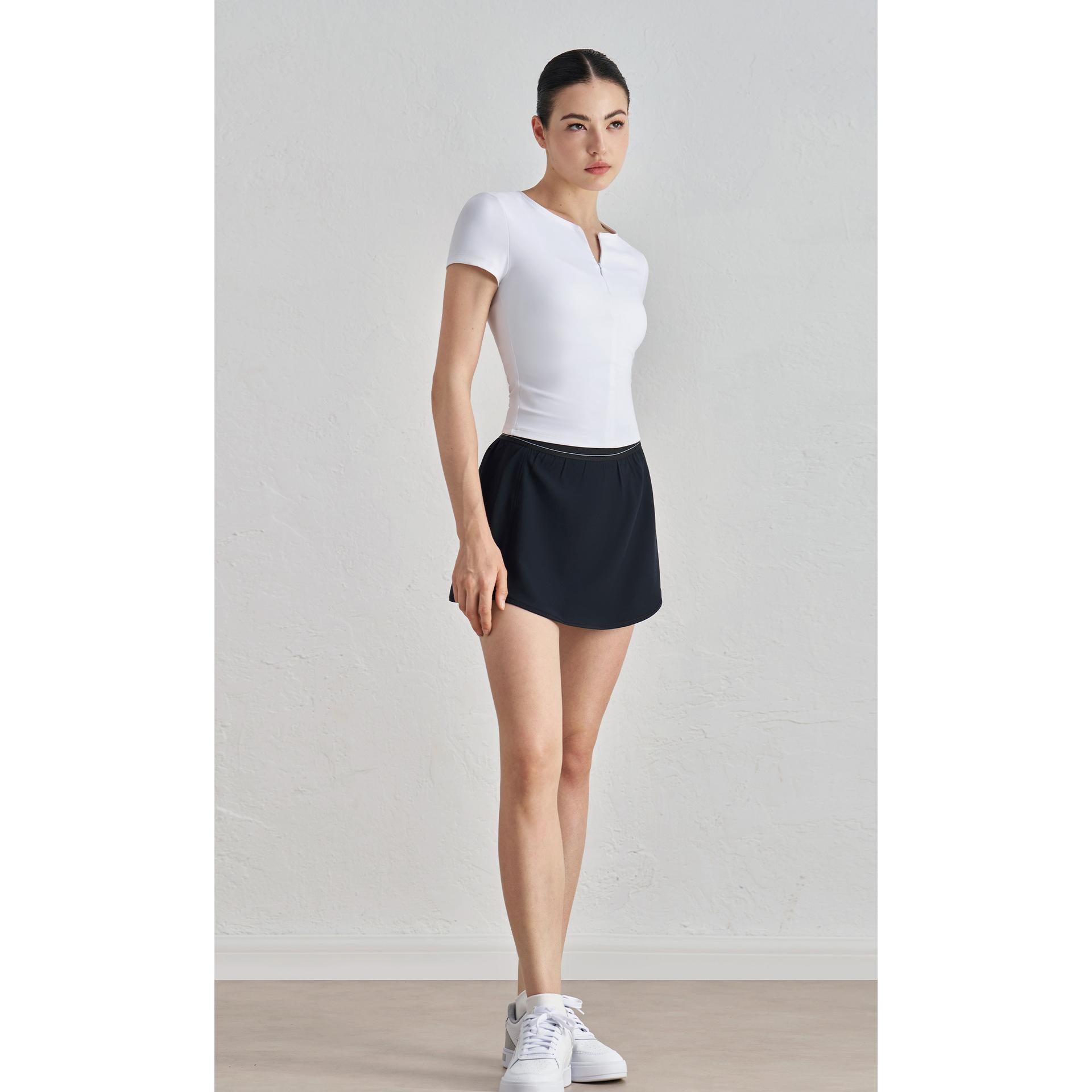 NU Youth Naked Sense Slim Skinny Yoga Short Sleeve High Sense Waist Sports T-Shirt Crew Neck Fitness Top