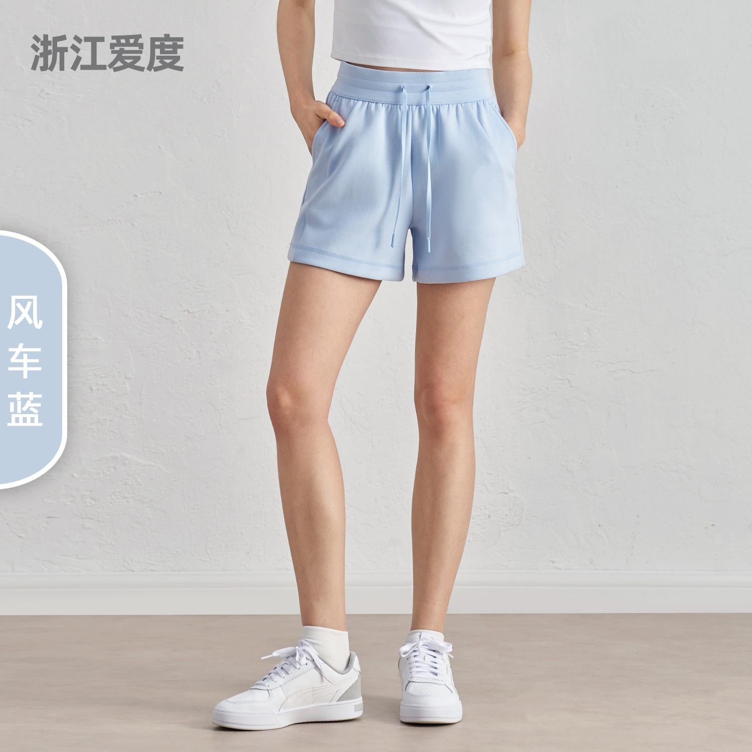 Spring and summer new air layer loose and simple yoga shorts women's drawstring thin four-quarter pants wear running sweatpants