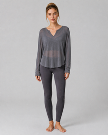 Slub V-Neck Long-Sleeve Yoga Top