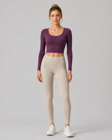 U-Neck Long-Sleeve Padded Yoga Top