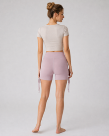 NULS Adjustable Ruched High-Waisted Shorts