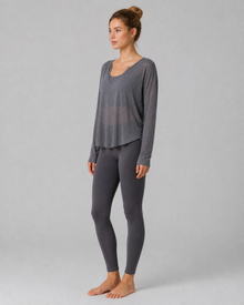 Slub V-Neck Long-Sleeve Yoga Top