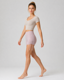 NULS Adjustable Ruched High-Waisted Shorts