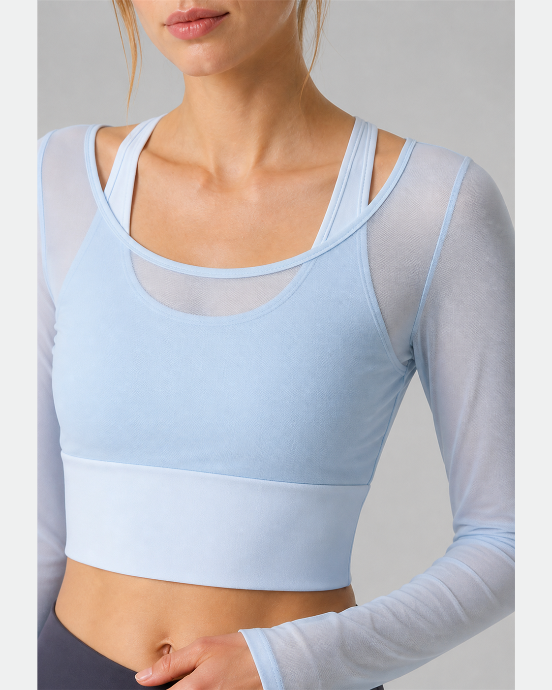 Approved product image 004 | Mesh Long-Sleeve Padded Yoga Top