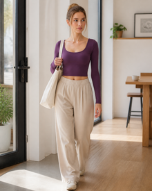 U-Neck Long-Sleeve Padded Yoga Top