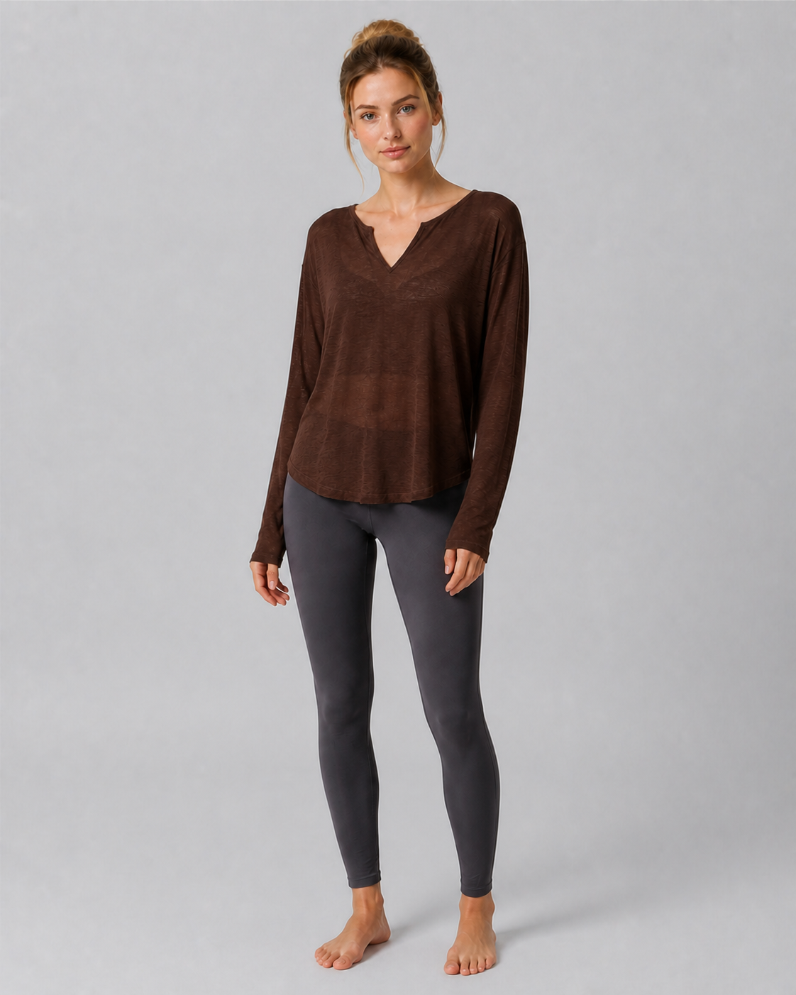 Approved product image 007 | Slub V-Neck Long-Sleeve Yoga Top