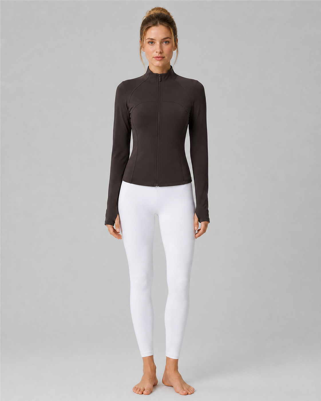 Velvet Stand-Collar Yoga Jacket