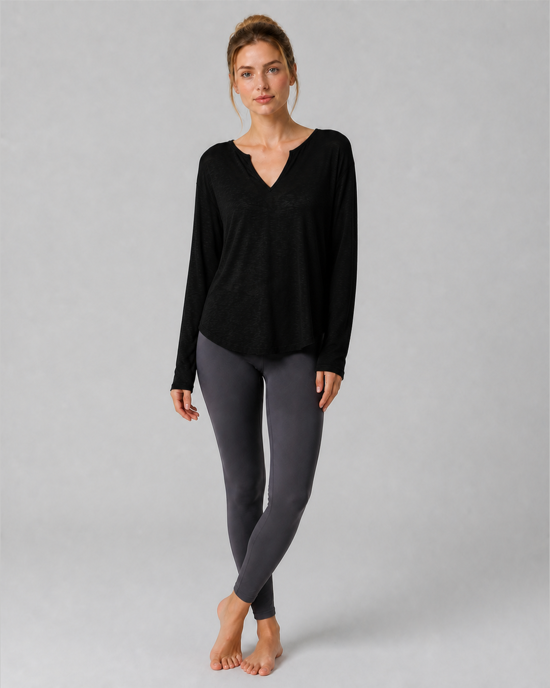 Approved product image 008 | Slub V-Neck Long-Sleeve Yoga Top