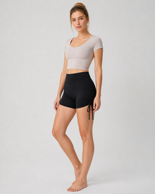 NULS Adjustable Ruched High-Waisted Shorts