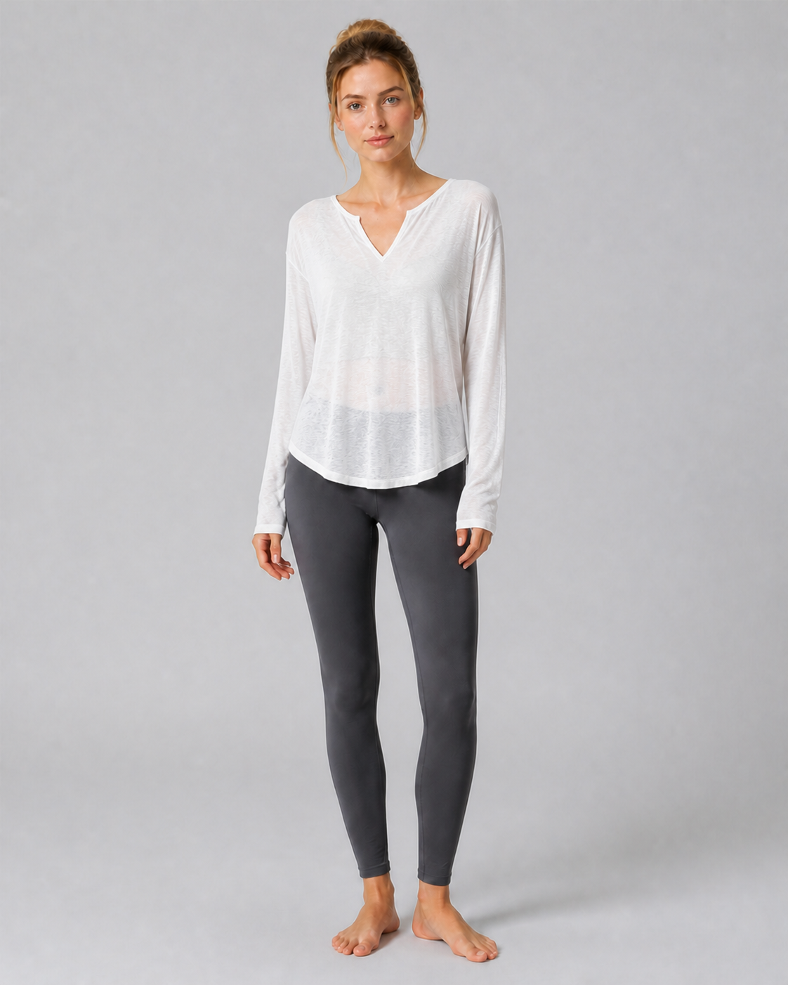Approved product image 009 | Slub V-Neck Long-Sleeve Yoga Top