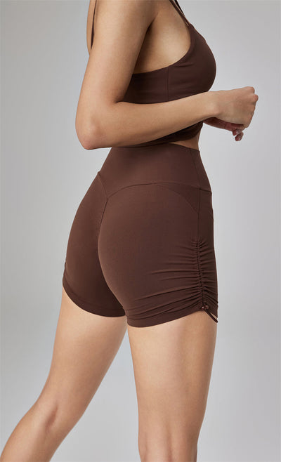 NUF BareFeel Adjustable High-Waisted Peach Lift Yoga Shorts