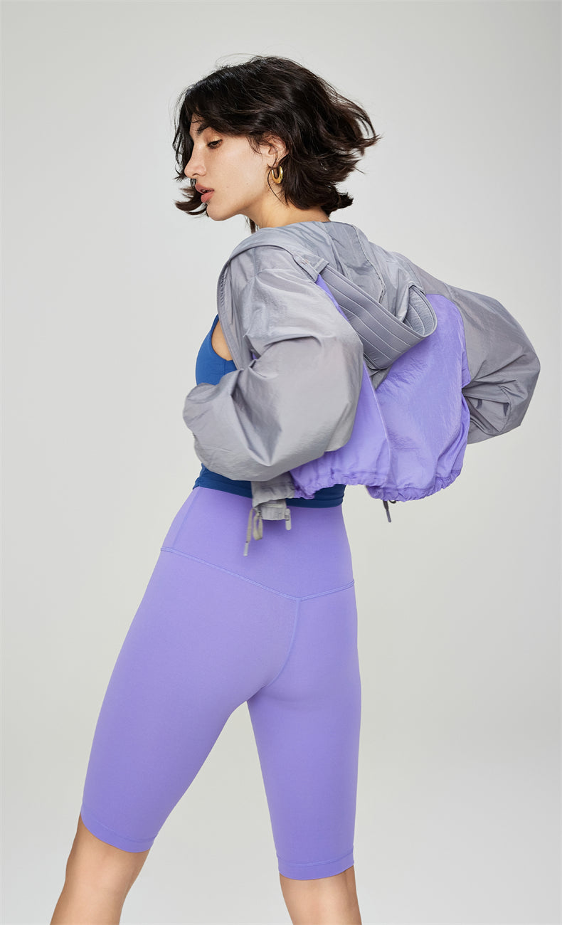 Lightweight Hooded Active Jacket side view - women's yoga activewear by Lepeins