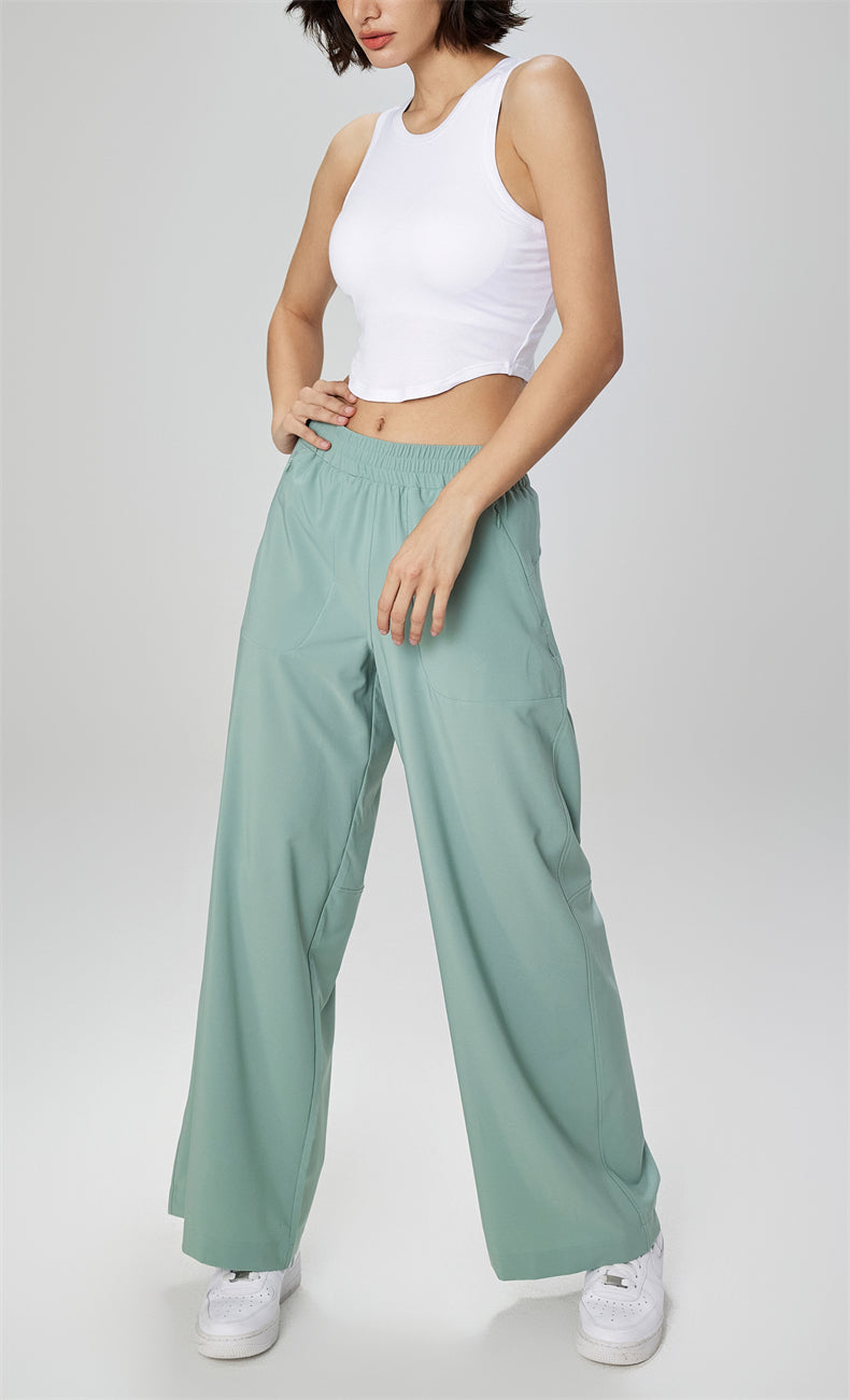 SunShield Drawstring Cooling Pants fit detail - women's yoga activewear by Lepeins