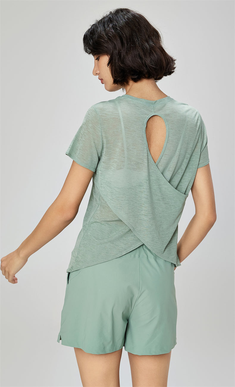 Bamboo Charcoal Yoga Top - White - product view 8 - Lepeins