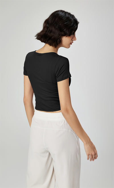 Modal Ribbed Cross V-Neck Luxury Yoga Top