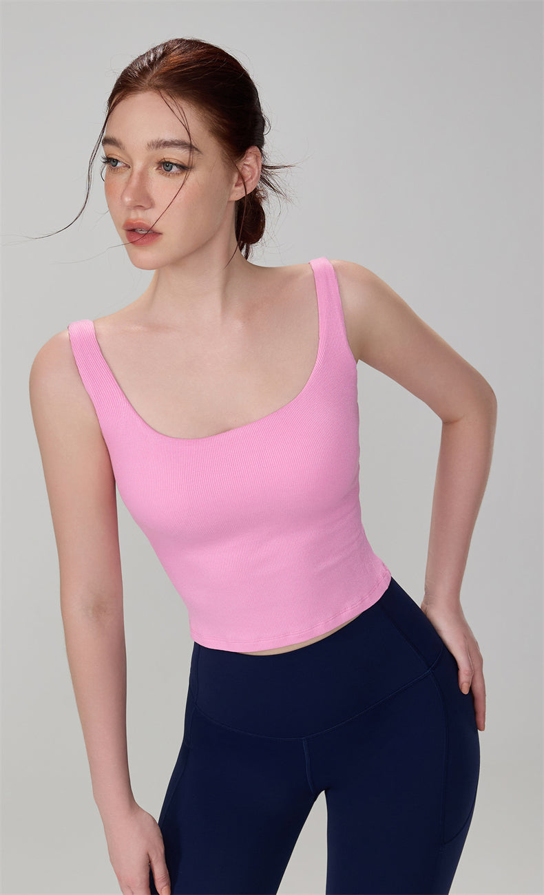 BareFeel Modal Ribbed Yoga Tank with Broad Straps