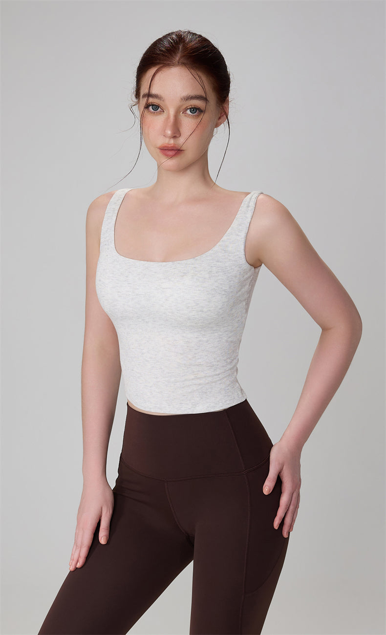 BareFeel Modal Ribbed Yoga Tank with Broad Straps