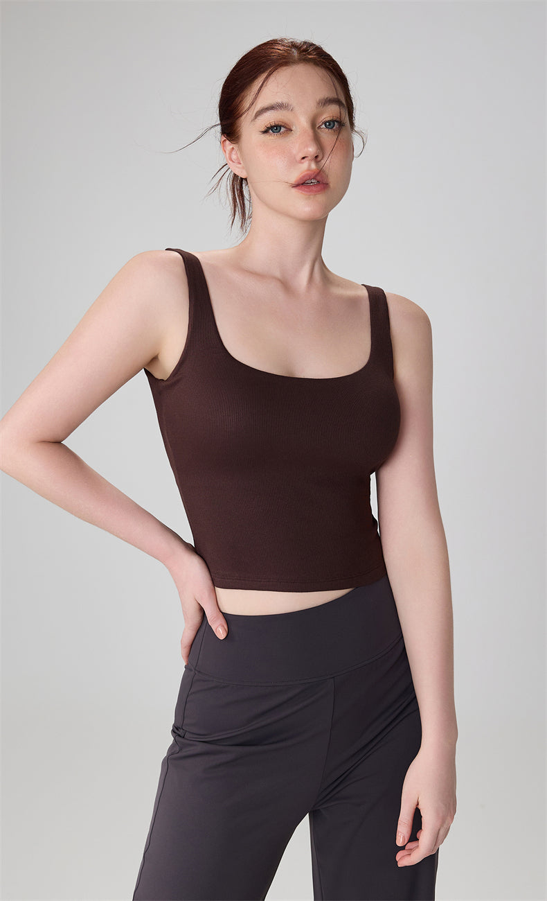 BareFeel Modal Ribbed Yoga Tank with Broad Straps