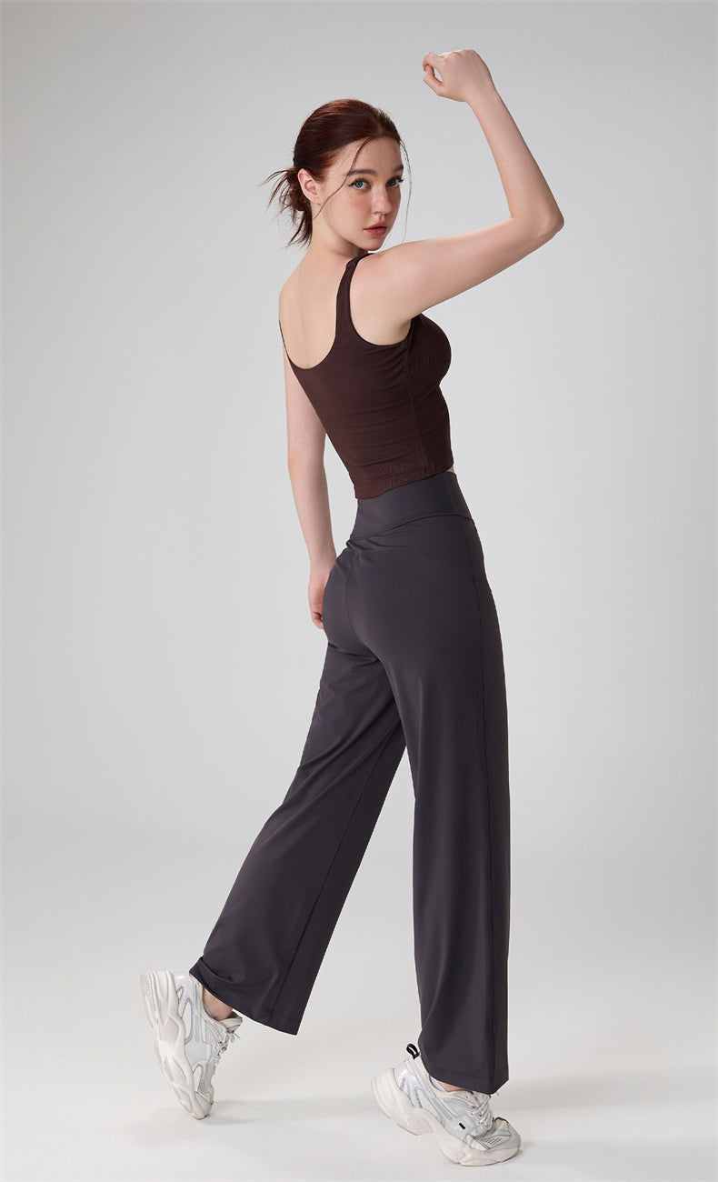 High waisted straight leg wide leg pants