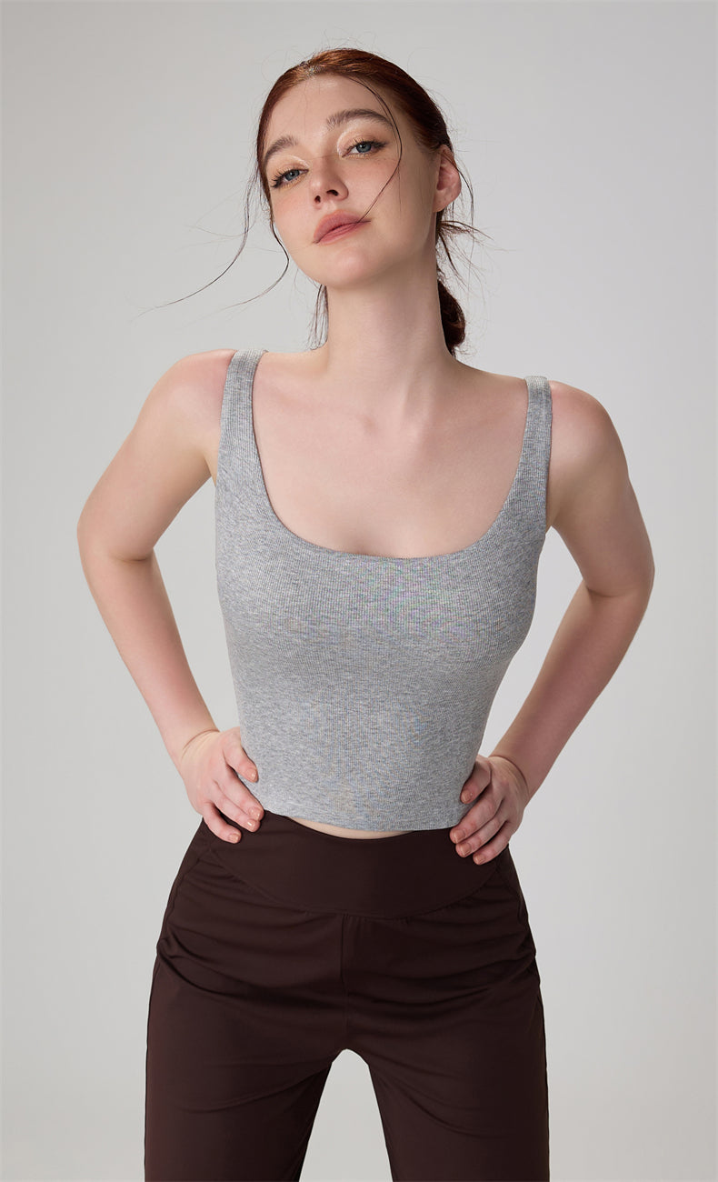 BareFeel Modal Ribbed Yoga Tank with Broad Straps