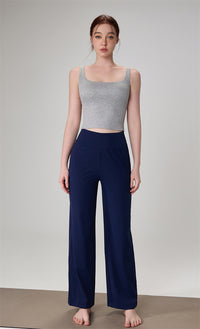 High waisted straight leg wide leg pants