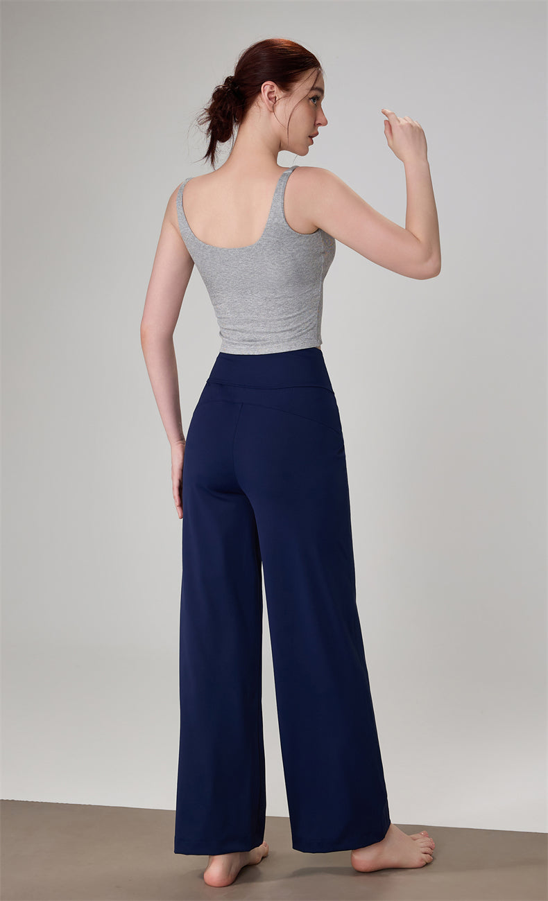 High waisted straight leg wide leg pants