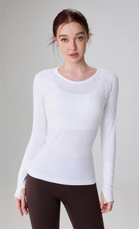 Women's seamless sculpting workout top with crew neck