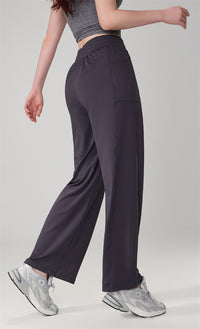 High-Waisted Drawstring Straight-Leg Pants