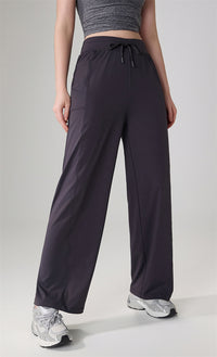 High-Waisted Drawstring Straight-Leg Pants