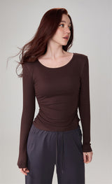 Modal Ribbed Ruched Slim-Fit Yoga Top