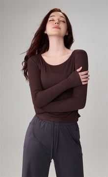 Modal Ribbed Long-Sleeve Yoga Top