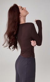 Modal Ribbed Ruched Slim-Fit Yoga Top