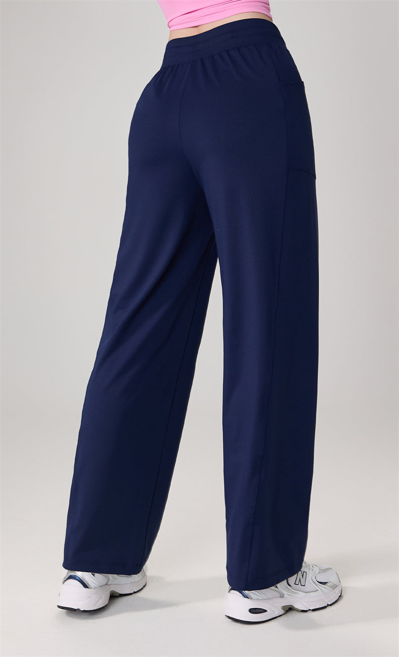 High-Waisted Drawstring Straight-Leg Pants