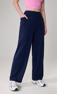 High-Waisted Drawstring Straight-Leg Pants