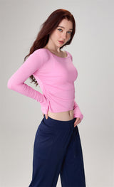 Modal Ribbed Ruched Slim-Fit Yoga Top