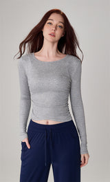 Modal Ribbed Ruched Slim-Fit Yoga Top