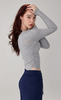 Modal Ribbed Ruched Slim-Fit Yoga Top