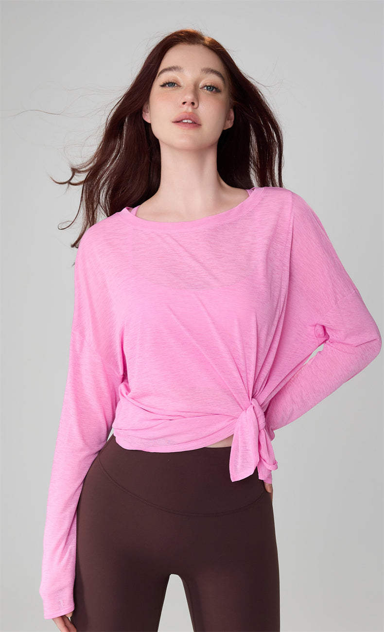 AirFlow Split-Hem Yoga Pullover fit detail - women's yoga activewear by Lepeins